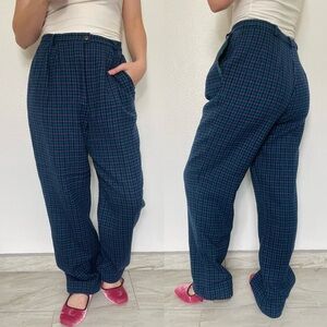Pendleton | Vintage 80s Purple & Green Houndstooth Wool High Waist Trousers